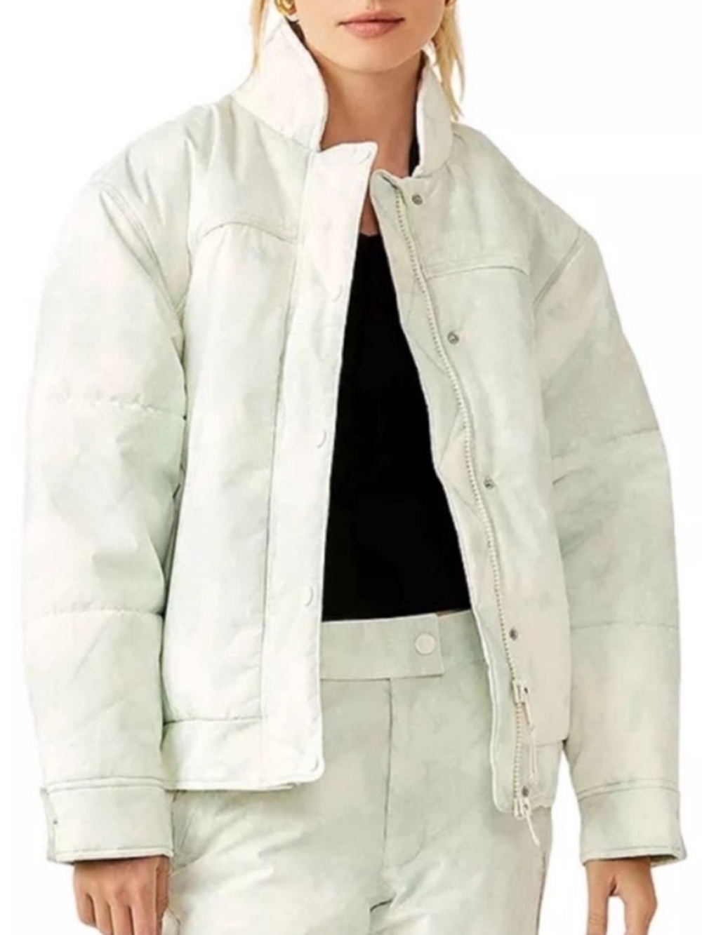 FP Movement Small Bunny Slope Printed Puffer Ski Jacket in Mountain Mist